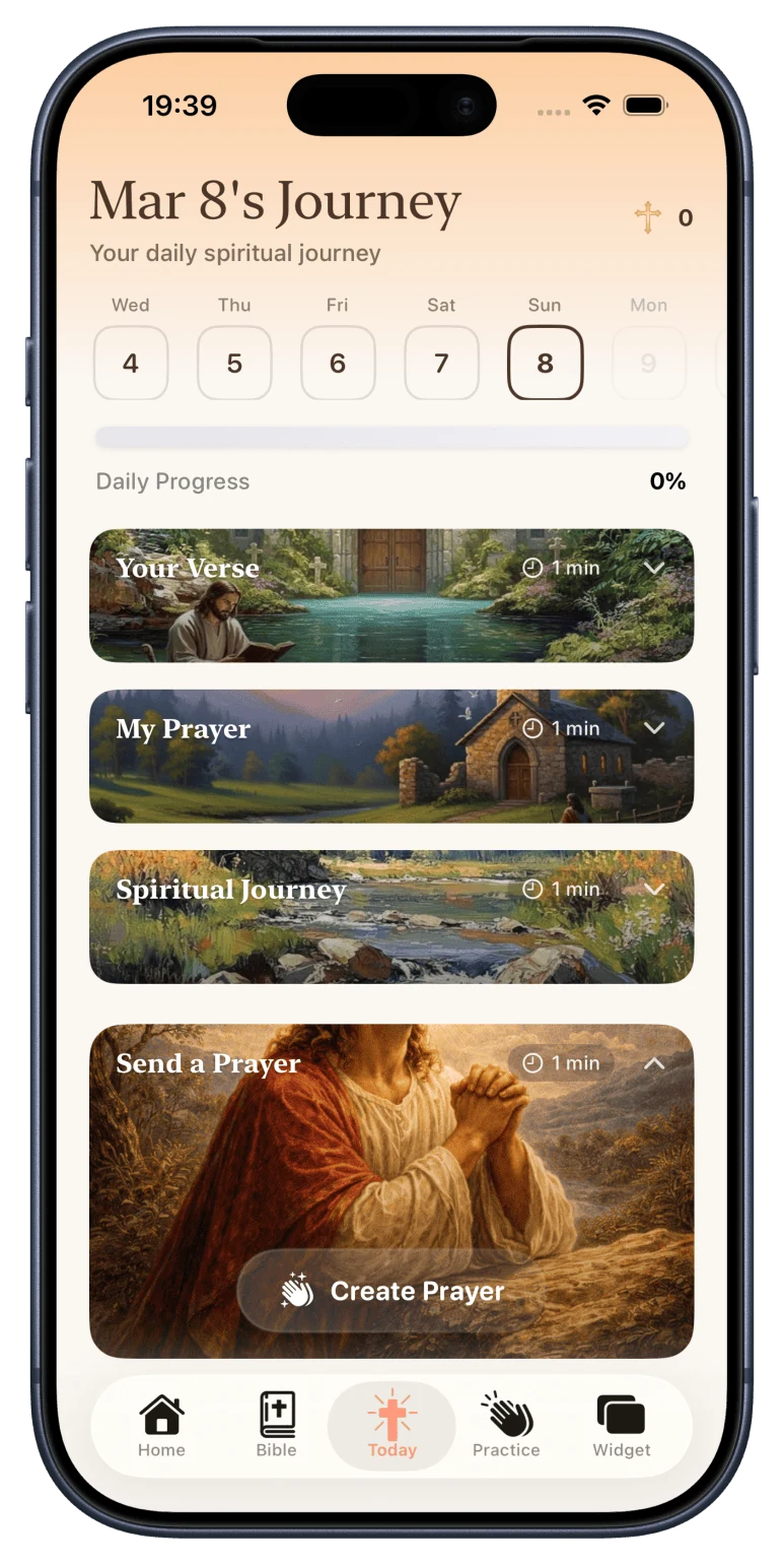 Bible Widget Daily spiritual journey screen on iPhone